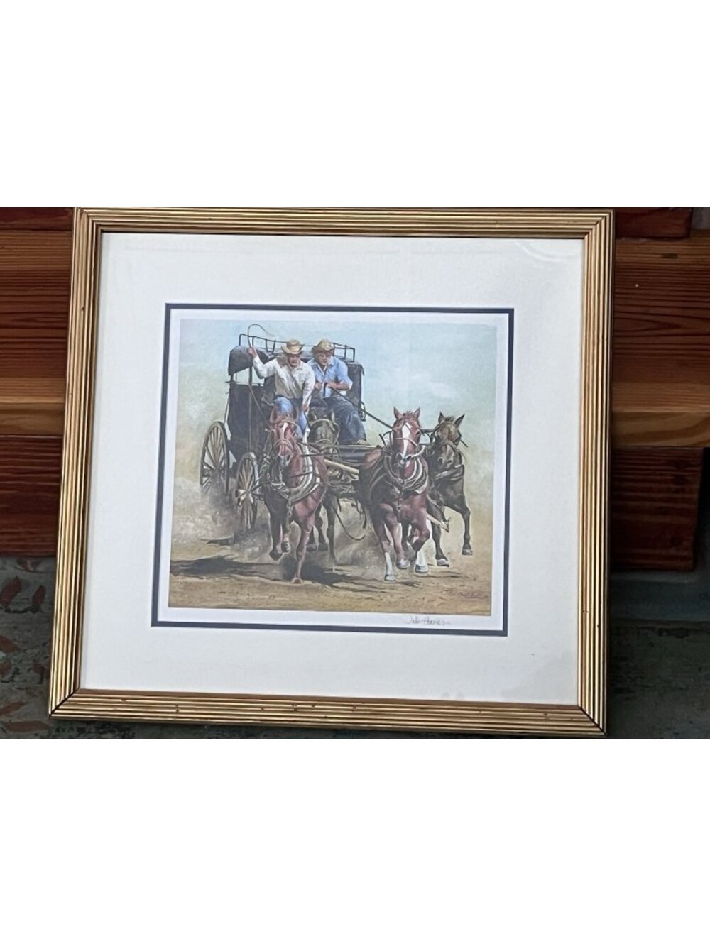 Jack Thamer “Thames” Framed Western Stagecoach Horse Print Cowboy Wall Art